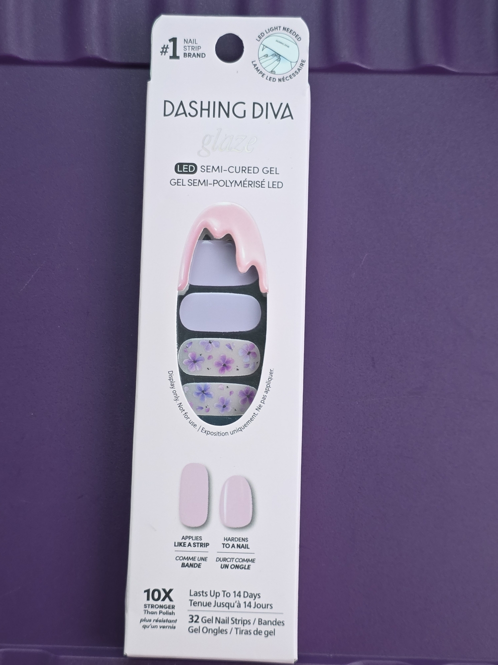 Dashing Diva Glaze LED Semi-Cured Gel Press-On Nails – Pink Floral